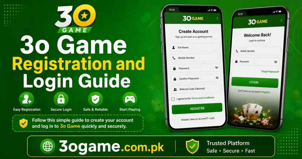 Register and Login 3o game